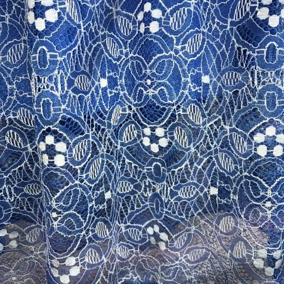 LuLaRoe XS white & blue floral lace Lola skirt - Picture 4 of 8